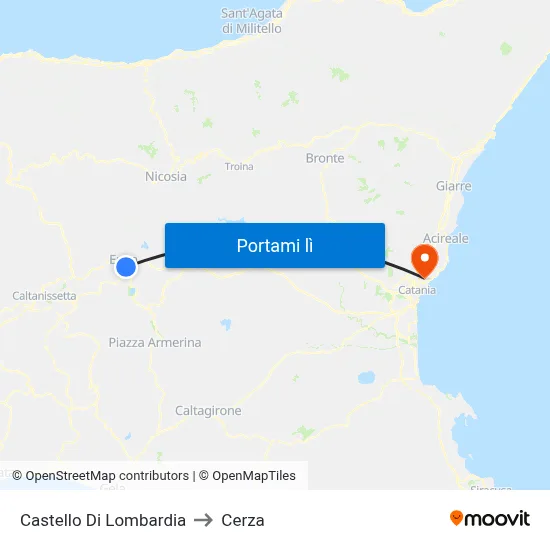 Castello Di Lombardia to Cerza map