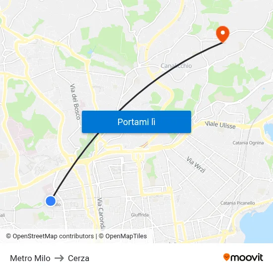 Metro Milo to Cerza map