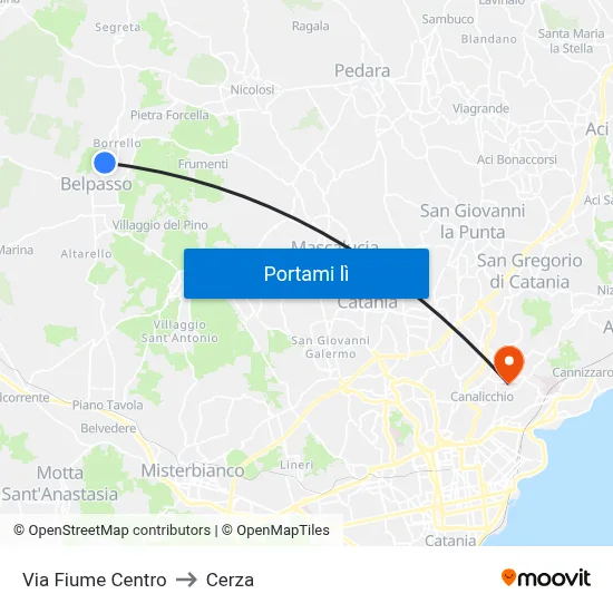 Via Fiume Centro to Cerza map