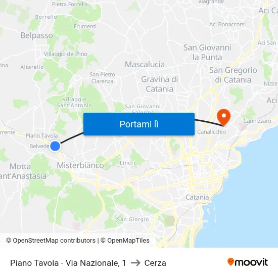 Piano Tavola - Via Nazionale, 1 to Cerza map