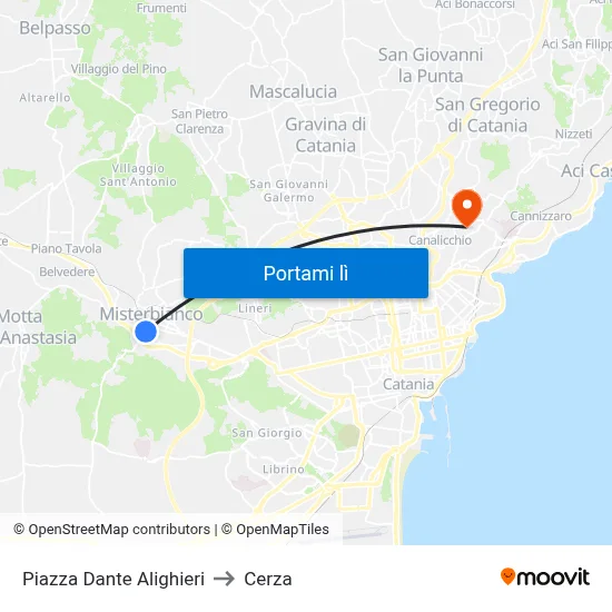 Piazza Dante Alighieri to Cerza map