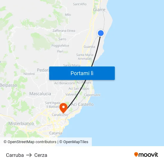 Carruba to Cerza map