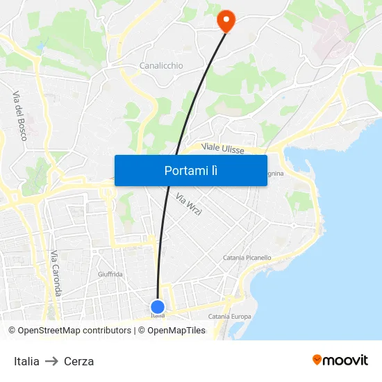 Italia to Cerza map