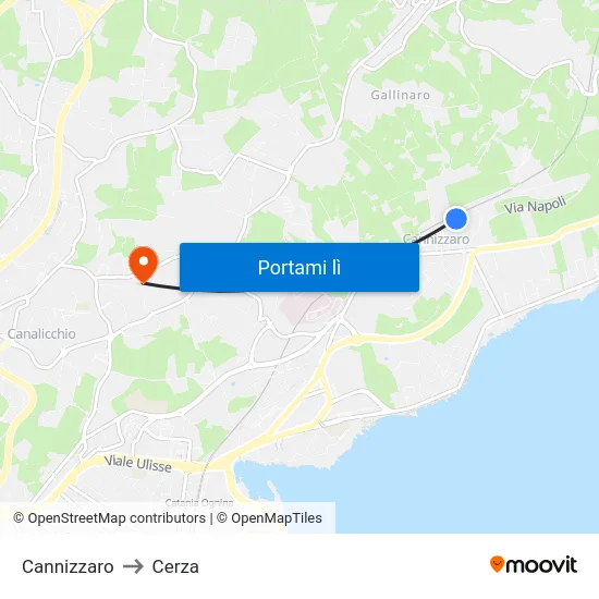 Cannizzaro to Cerza map