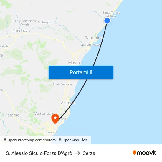 S. Alessio Siculo-Forza D'Agrò to Cerza map