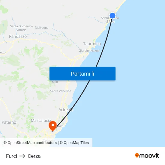 Furci to Cerza map
