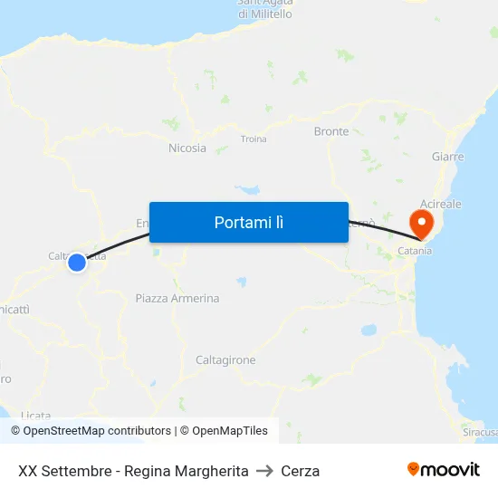 XX Settembre - Regina Margherita to Cerza map