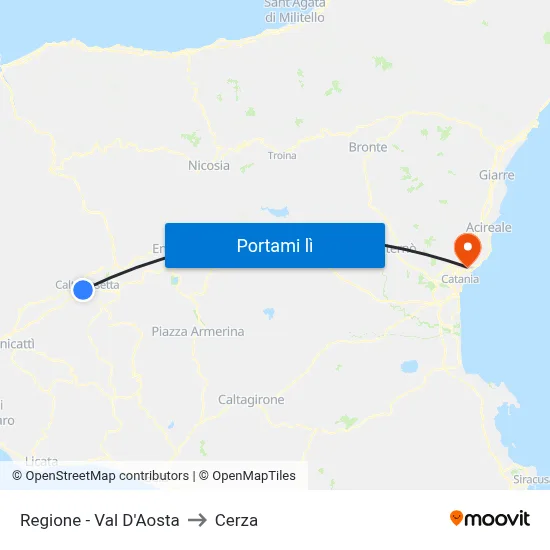 Regione - Val D'Aosta to Cerza map