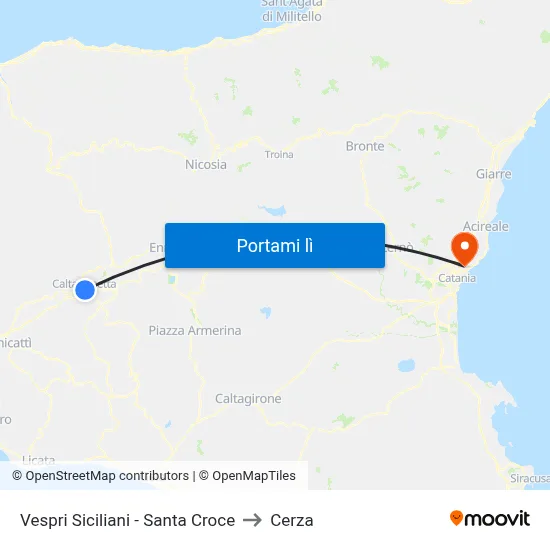 Vespri Siciliani - Santa Croce to Cerza map