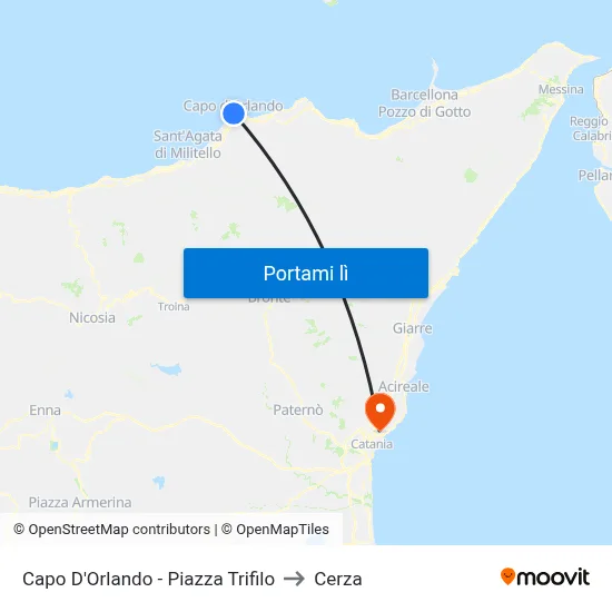 Capo D'Orlando - Piazza Trifilo to Cerza map