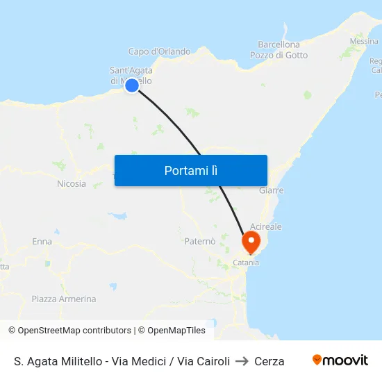 S. Agata Militello - Via Medici / Via Cairoli to Cerza map