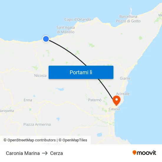 Caronia Marina to Cerza map