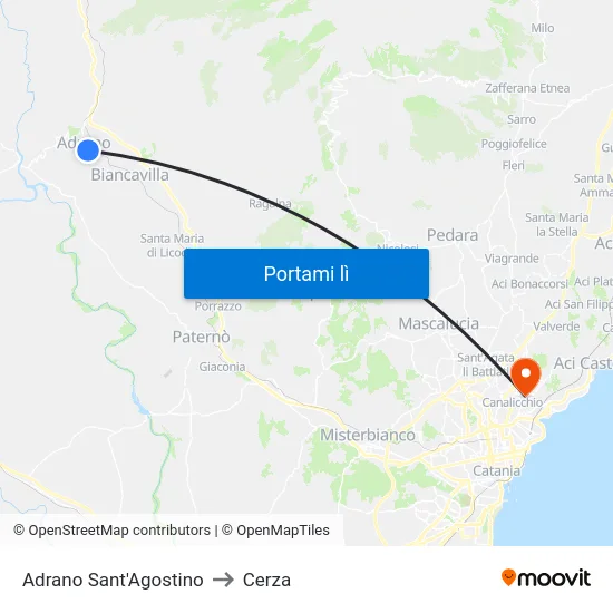 Adrano Sant'Agostino to Cerza map