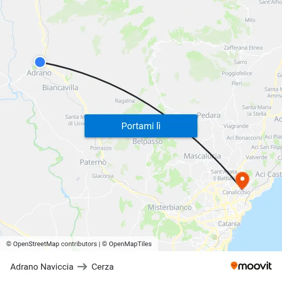 Adrano Naviccia to Cerza map