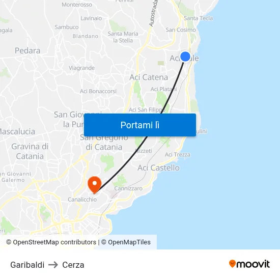 Garibaldi to Cerza map
