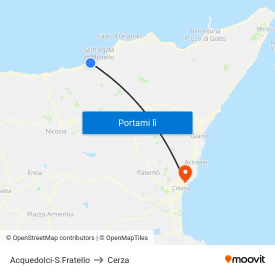 Acquedolci-S.Fratello to Cerza map