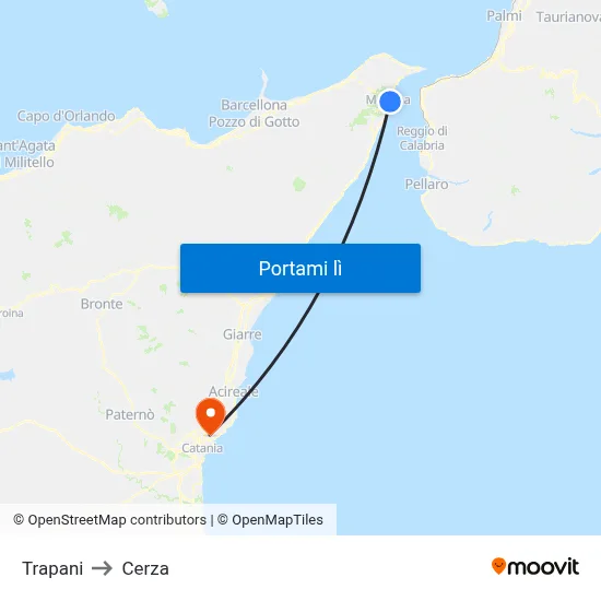 Trapani to Cerza map