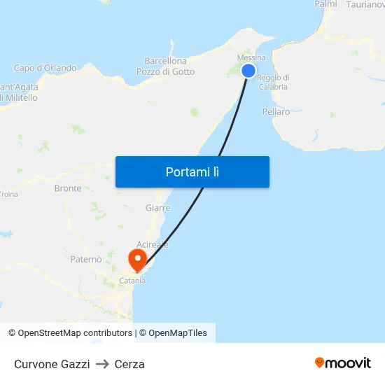 Curvone Gazzi to Cerza map