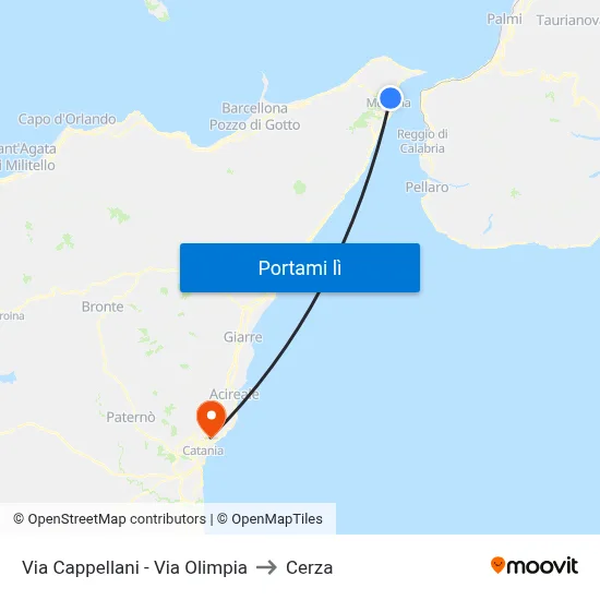 Via Cappellani - Via Olimpia to Cerza map