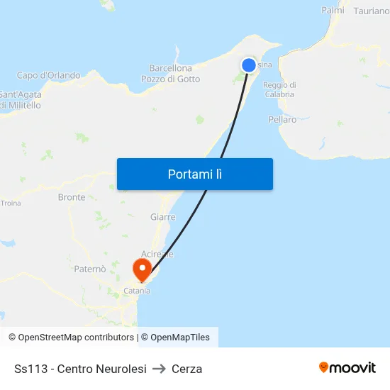 Ss113 - Centro Neurolesi to Cerza map