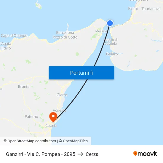 Ganzirri - Via C. Pompea - 2095 to Cerza map