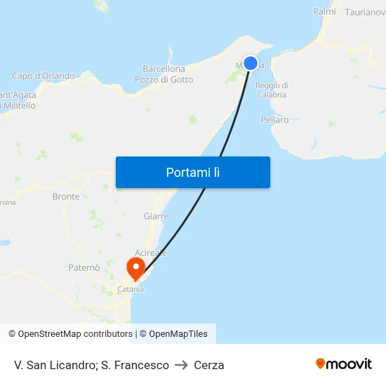 V. San Licandro; S. Francesco to Cerza map