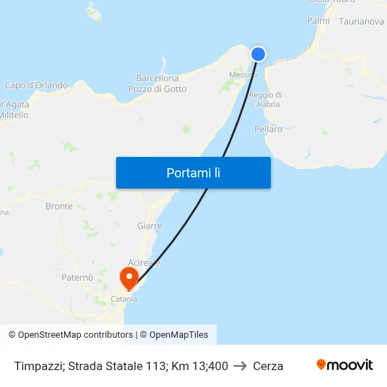 Timpazzi; Strada Statale 113; Km 13;400 to Cerza map