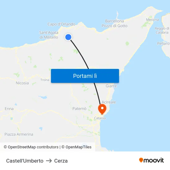 Castell'Umberto to Cerza map