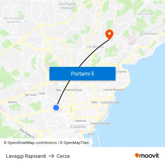 Lavaggi Rapisardi to Cerza map