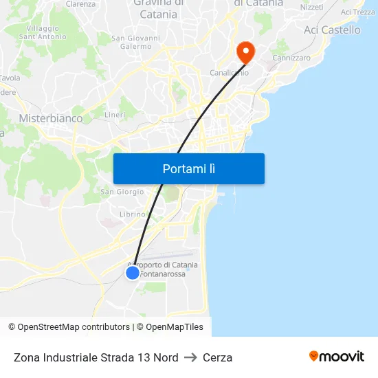 Zona Industriale Strada 13 Nord to Cerza map