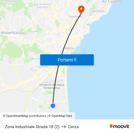Zona Industriale Strada 18 (2) to Cerza map
