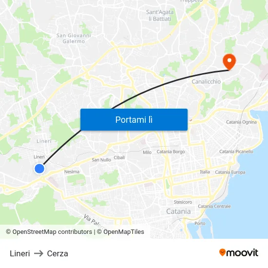 Lineri to Cerza map