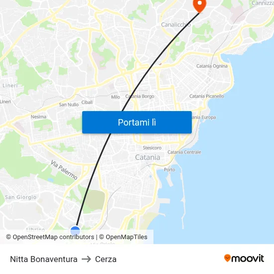 Nitta Bonaventura to Cerza map