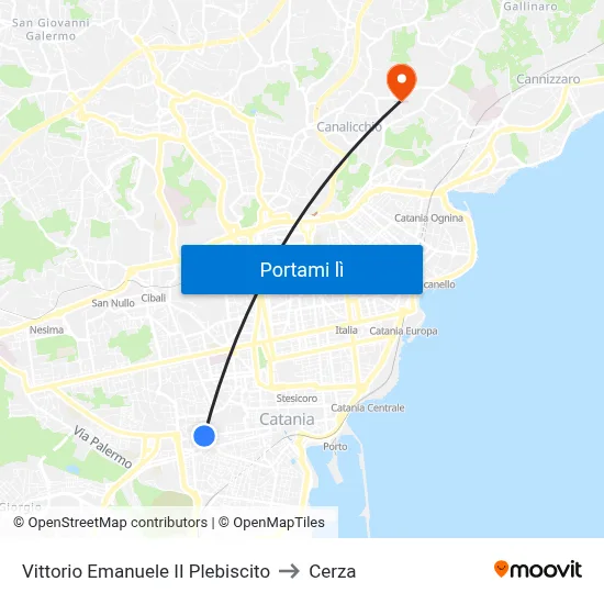 Vittorio Emanuele II Plebiscito to Cerza map