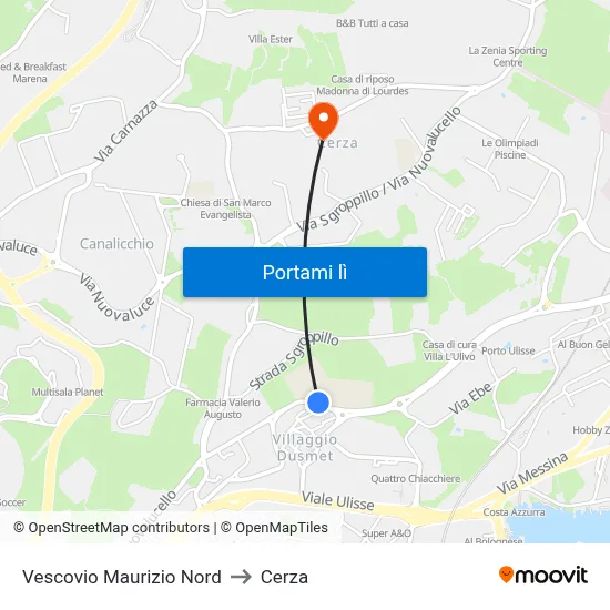Vescovio Maurizio Nord to Cerza map