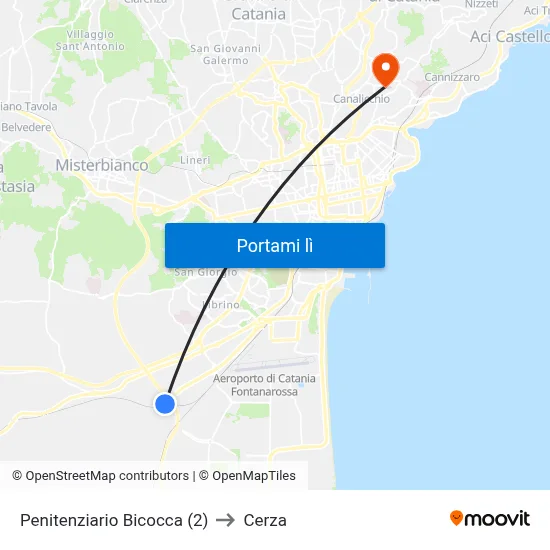 Penitenziario Bicocca (2) to Cerza map