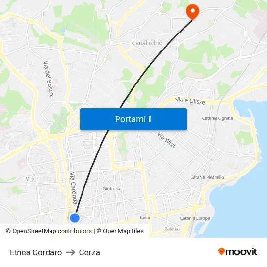 Etnea Cordaro to Cerza map