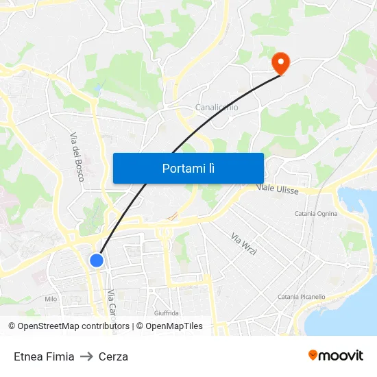 Etnea Fimia to Cerza map