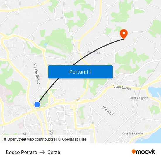 Bosco Petraro to Cerza map