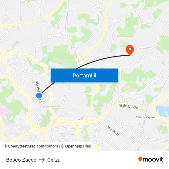 Bosco Zacco to Cerza map