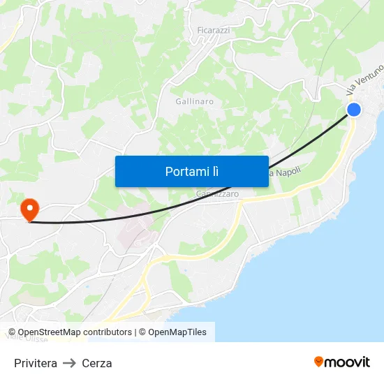 Privitera to Cerza map