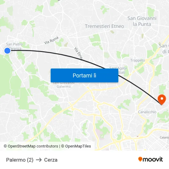 Palermo (2) to Cerza map