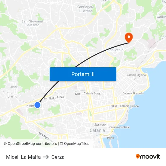 Miceli La Malfa to Cerza map