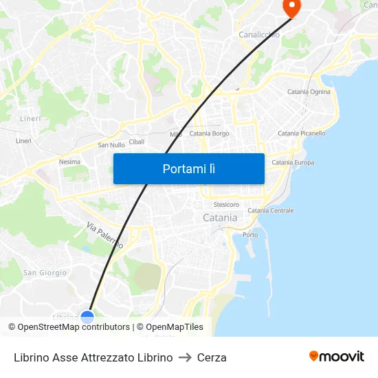 Librino Asse Attrezzato Librino to Cerza map