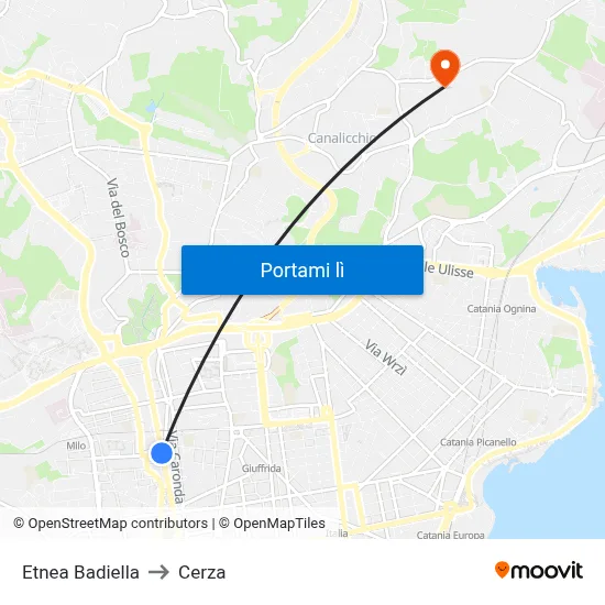 Etnea Badiella to Cerza map