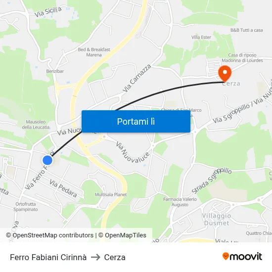 Ferro Fabiani Cirinnà to Cerza map