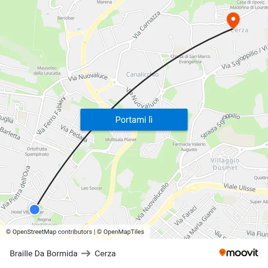 Braille Da Bormida to Cerza map