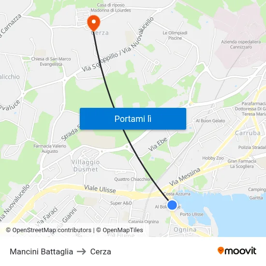 Mancini Battaglia to Cerza map