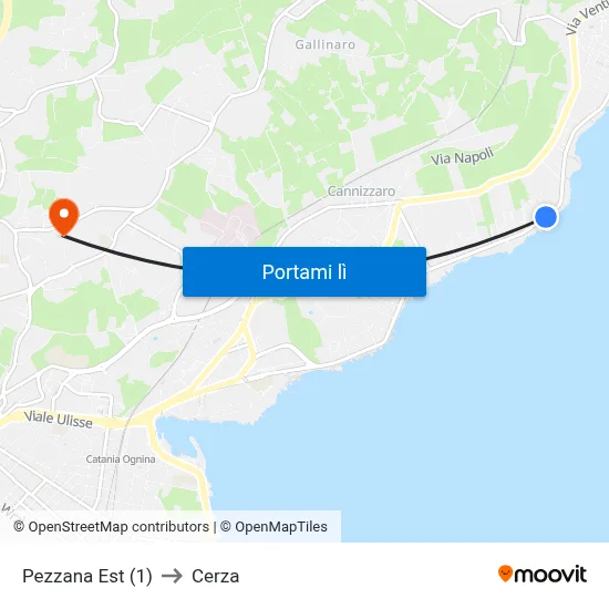 Pezzana Est (1) to Cerza map