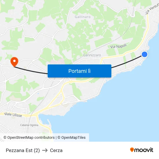 Pezzana Est (2) to Cerza map